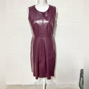 Liz Claiborne Faux Leather Sleeveless Dress in Plum